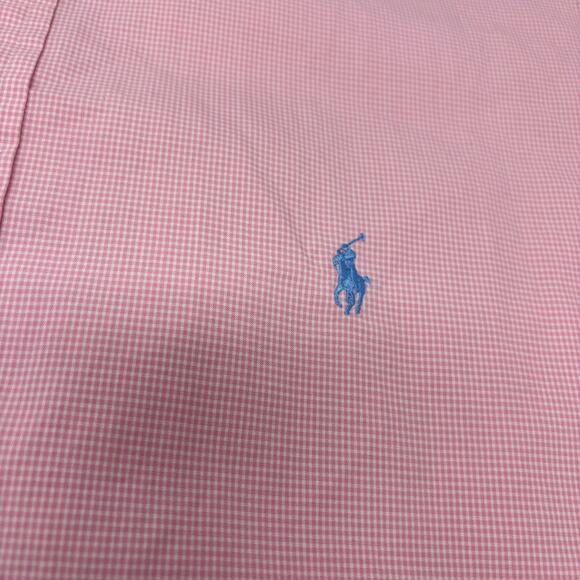 Ralph Lauren XL Pink Check Short Sleeve Button Down Classic Fit Shirt - Picture 3 of 5